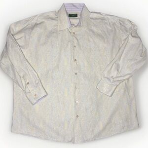 Tom James Custom Dress Shirt Men's Paisley Cotton Button Up XXL Made in the USA